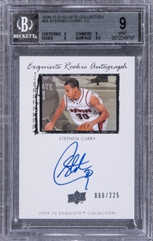 2009/10 UD "Exquisite Collection" #64 Stephen Curry Signed Rookie Card (#086/225) – BGS MINT 9/BGS 10